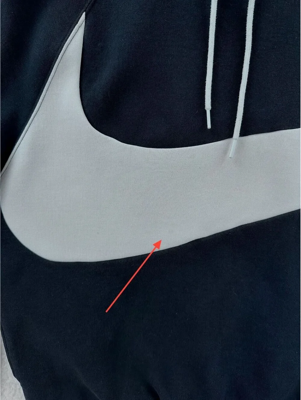 Nike Black Big Swoosh Graphic Logo Hoodie M